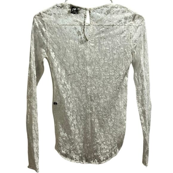 Isabel Marant Toyela White Lace Sheer Etoile Mock Neck Long Sleeve Top Size 38/6 - Picture 6 of 13